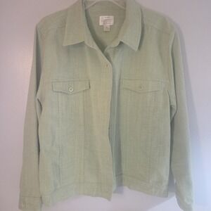 Pastel Easter Green Button Front Jean Jacket Christopher & Banks Womens Size XL